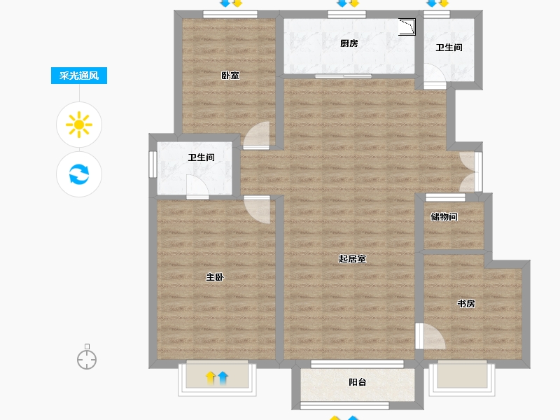 天津-天津市-运河嘉境-96.76-户型库-采光通风