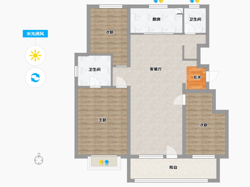 河北省-石家庄市-龙湖九里晴川-103.85-户型库-采光通风