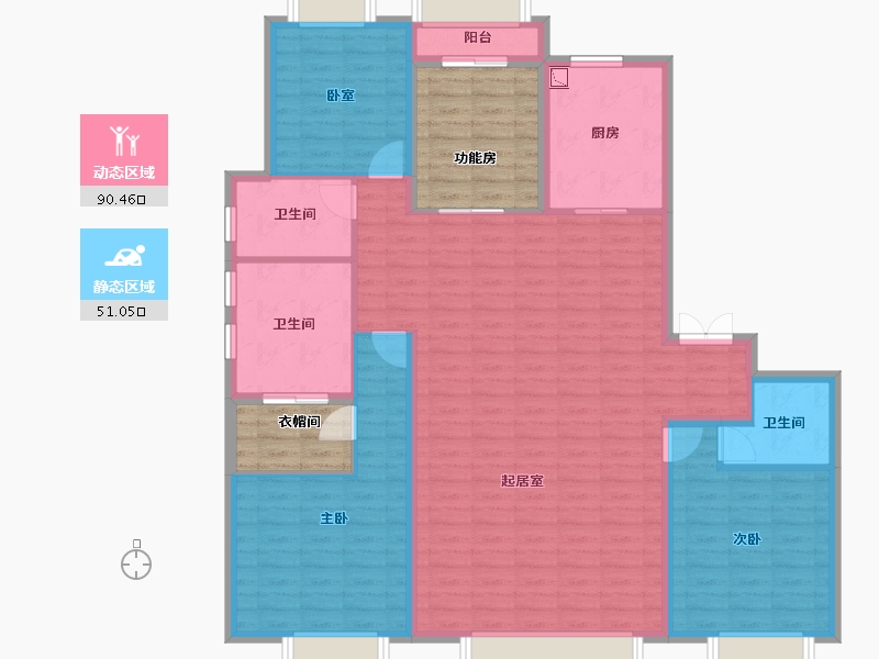 天津-天津市-融创・梅江壹号院-142.24-户型库-动静分区