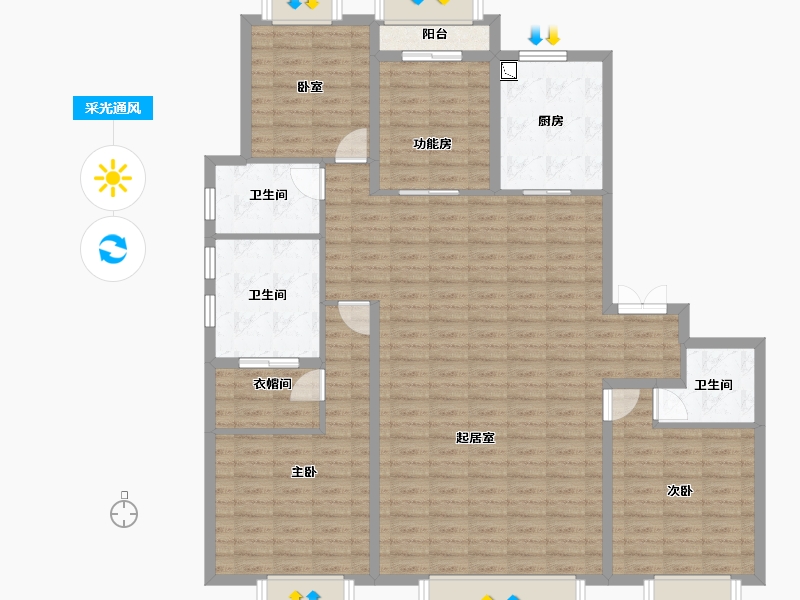 天津-天津市-融创・梅江壹号院-142.24-户型库-采光通风