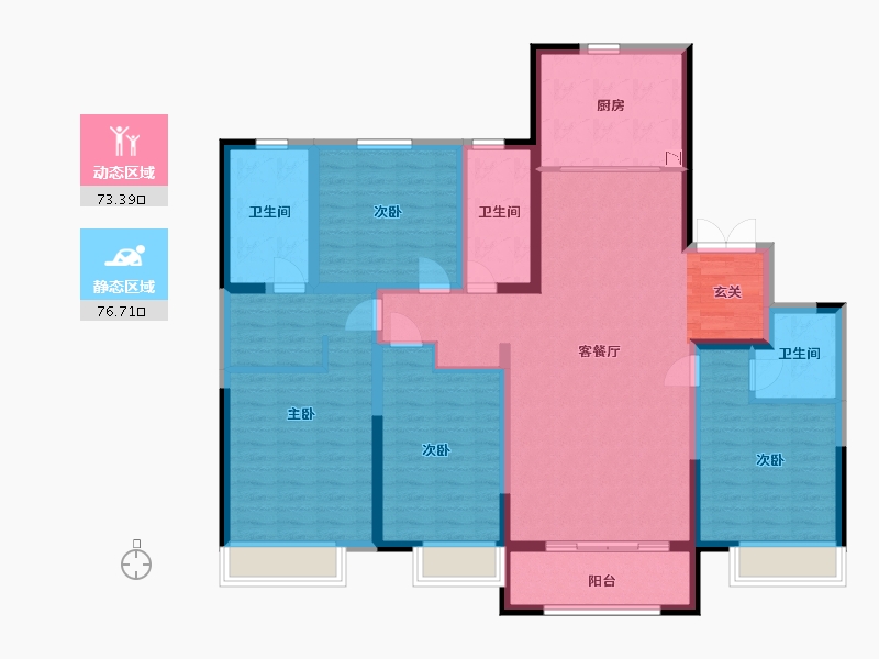 河北省-石家庄市-保利・拉菲公馆【衡水】-134.40-户型库-动静分区