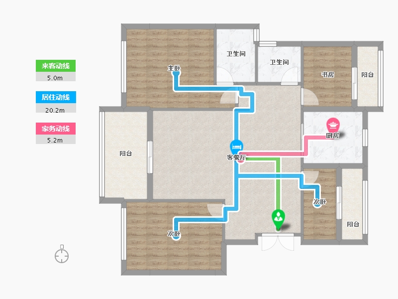 安徽省-宣城市-旌德公馆-106.91-户型库-动静线