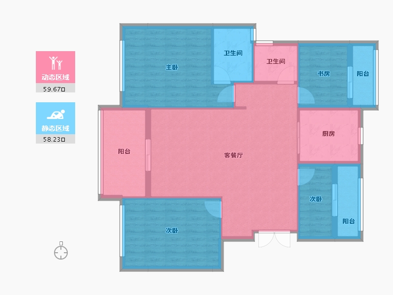 安徽省-宣城市-旌德公馆-106.91-户型库-动静分区