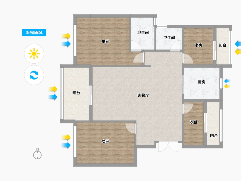 安徽省-宣城市-旌德公馆-106.91-户型库-采光通风