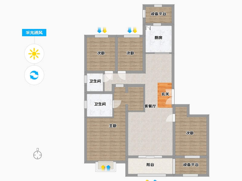 河北省-石家庄市-中冶德贤华府-123.11-户型库-采光通风