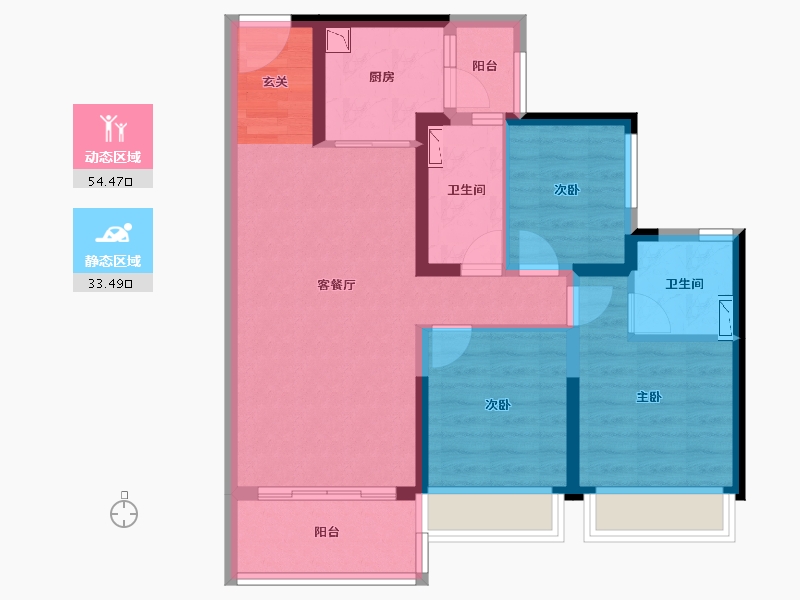 广东省-惠州市-碧桂园・星钻-77.09-户型库-动静分区