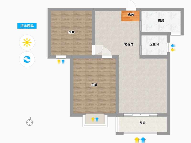 河北省-石家庄市-润江正定壹�院-71.99-户型库-采光通风