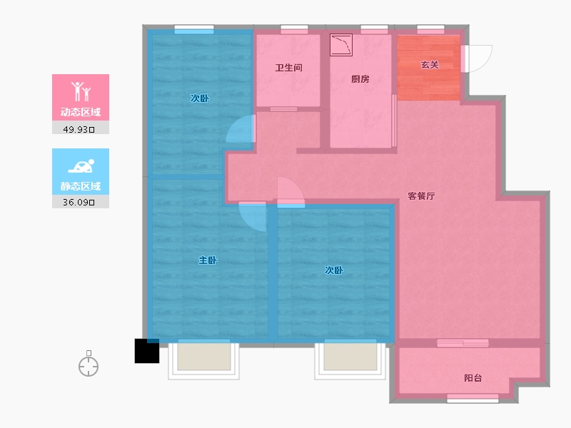 河北省-石家庄市-石家庄孔雀城-76.00-户型库-动静分区