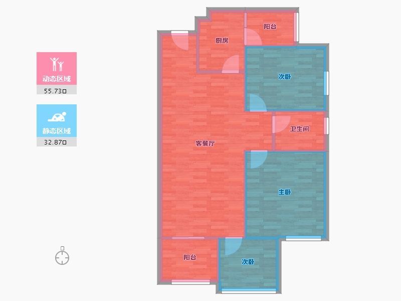 四川省-成都市-华润橡树湾-80.85-户型库-动静分区