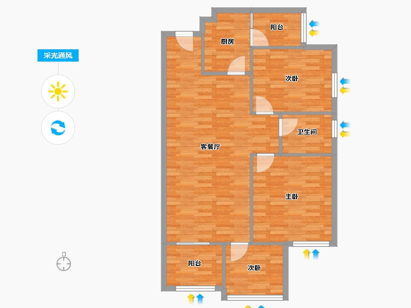 四川省-成都市-华润橡树湾-80.85-户型库-采光通风