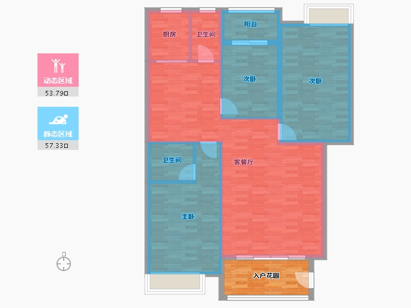 广东省-汕头市-澄海信福家园-109.15-户型库-动静分区