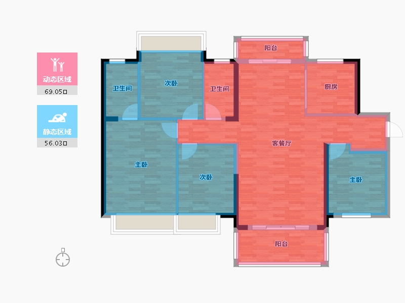 广西壮族自治区-南宁市-龙光玖珑华府-113.16-户型库-动静分区