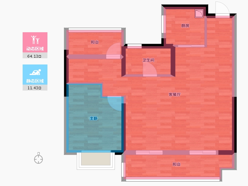 安徽省-合肥市-翡翠江来-67.25-户型库-动静分区