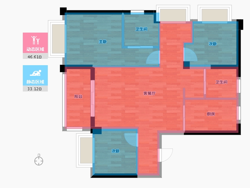 上海-上海市-东原碧桂园-69.91-户型库-动静分区