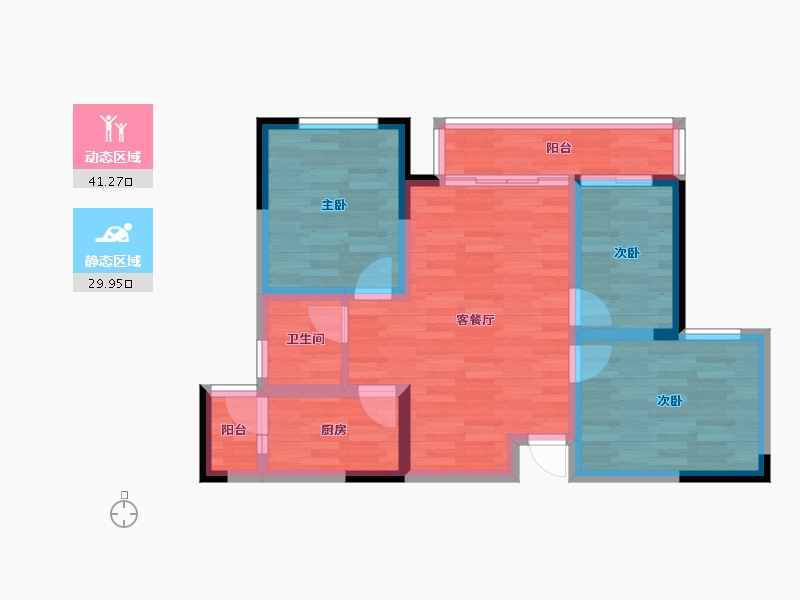 四川省-内江市-兆信中心 名门-61.63-户型库-动静分区