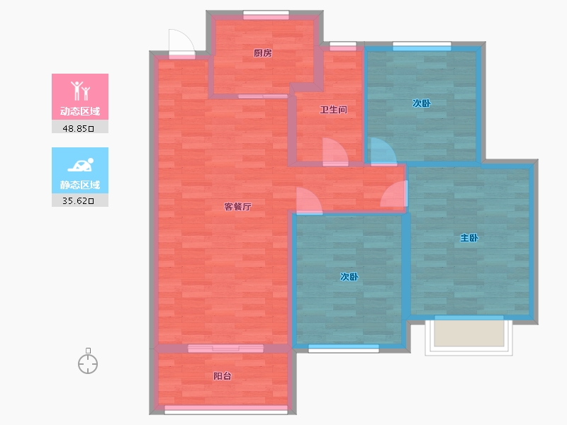 江苏省-无锡市-融创壹号院-75.00-户型库-动静分区