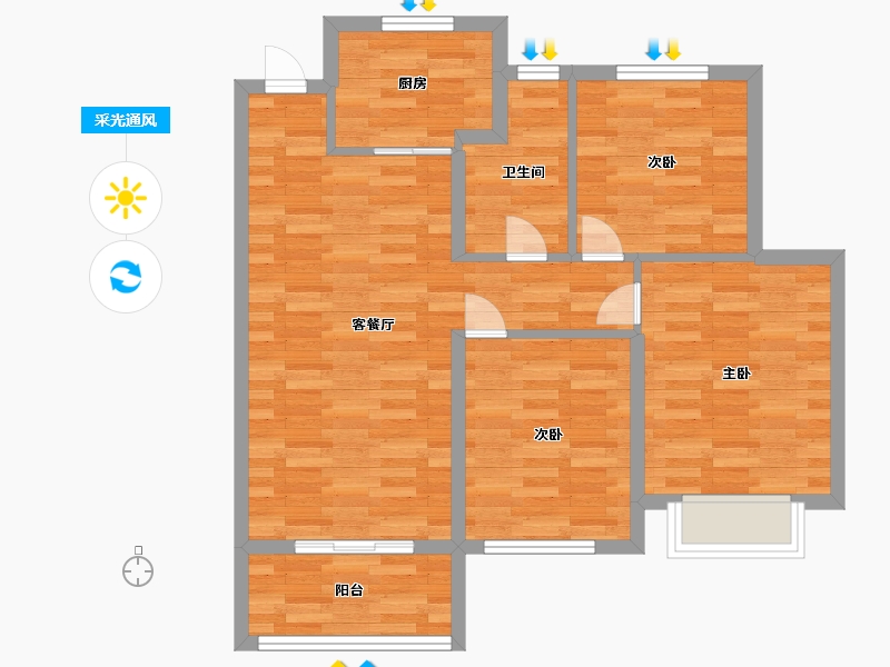 江苏省-无锡市-融创壹号院-75.00-户型库-采光通风