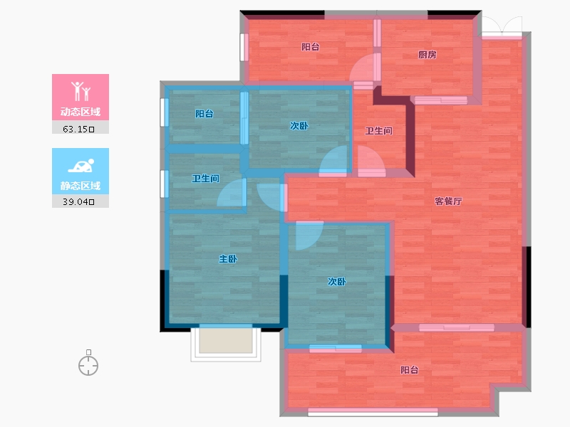 四川省-南充市-仁和逸居-88.73-户型库-动静分区