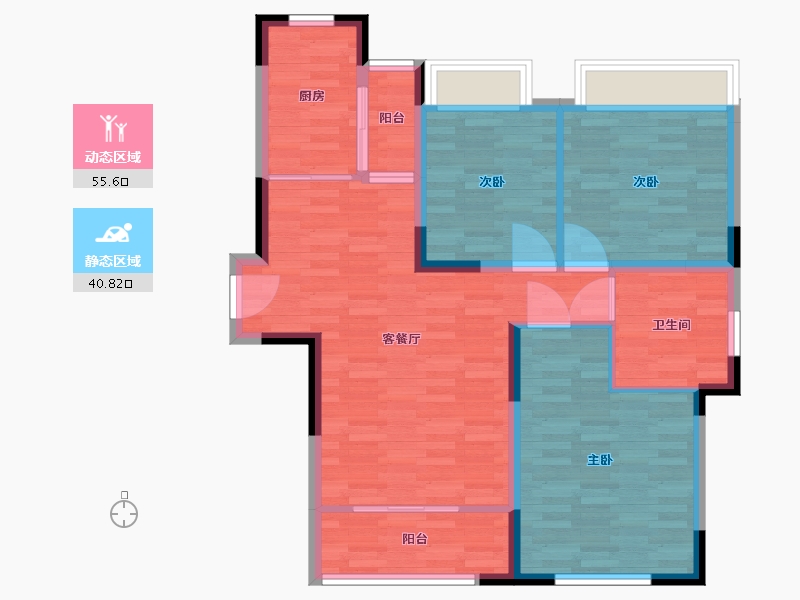 江苏省-苏州市-龙庭华府-85.84-户型库-动静分区