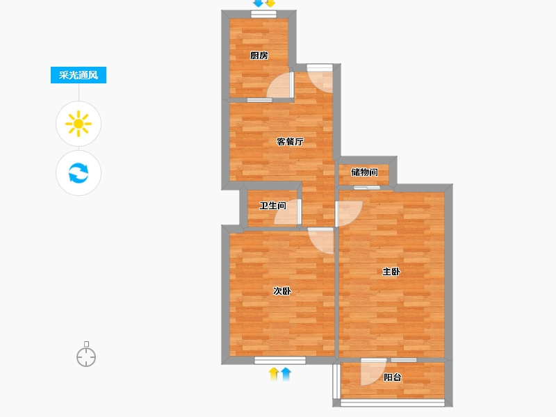 北京-北京市-向军北里-50.05-户型库-采光通风