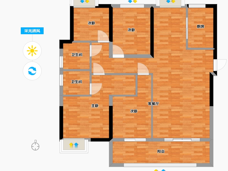 福建省-漳州市-保利滨江璀璨-103.00-户型库-采光通风