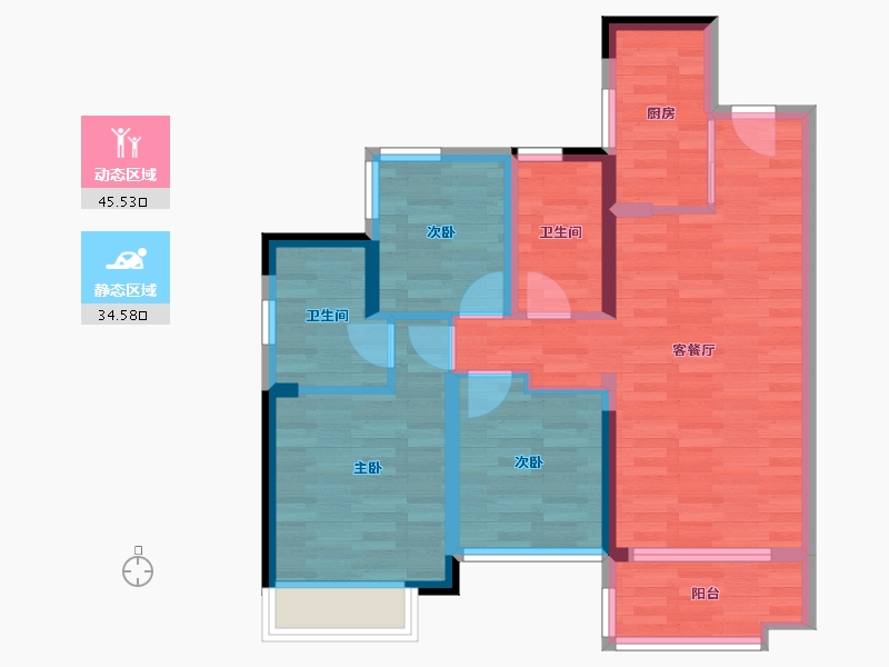 广东省-广州市-华润置地润悦花园-70.53-户型库-动静分区