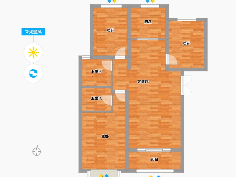 河北省-石家庄市-天洲视界城-88.02-户型库-采光通风