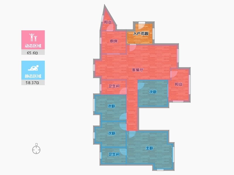 四川省-成都市-富力桃园-118.97-户型库-动静分区