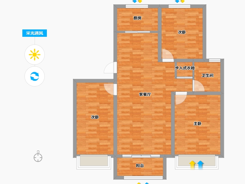 山东省-淄博市-恒景绿洲-92.59-户型库-采光通风