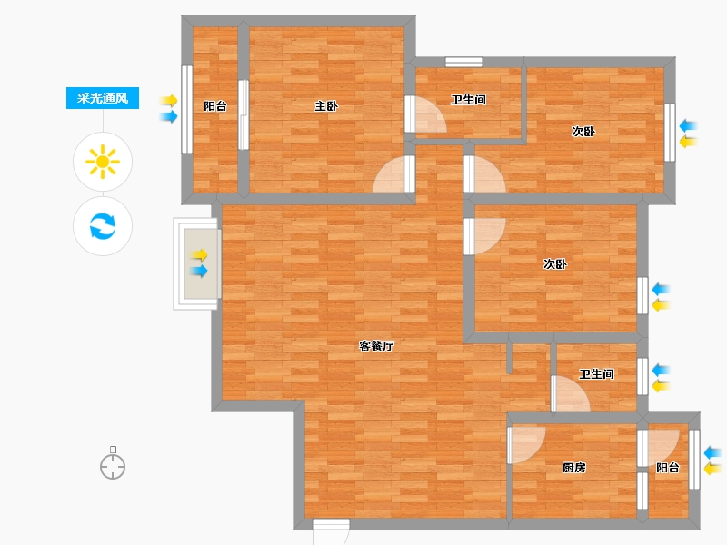 安徽省-安庆市-祥和-93.00-户型库-采光通风