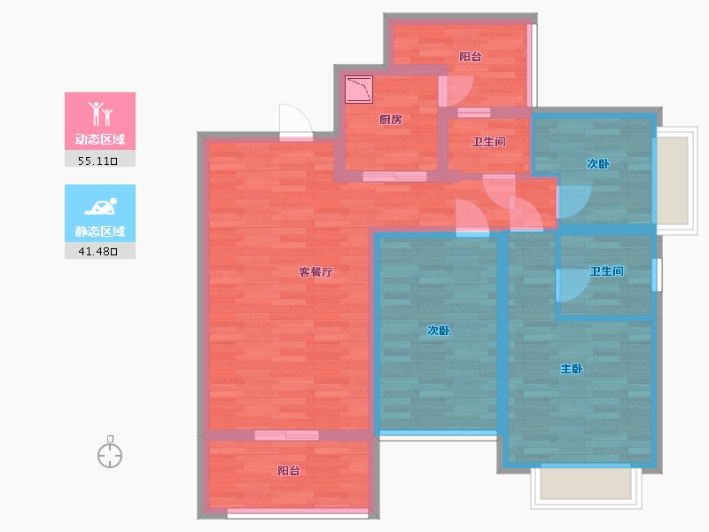 广东省-韶关市-永乐城-84.71-户型库-动静分区