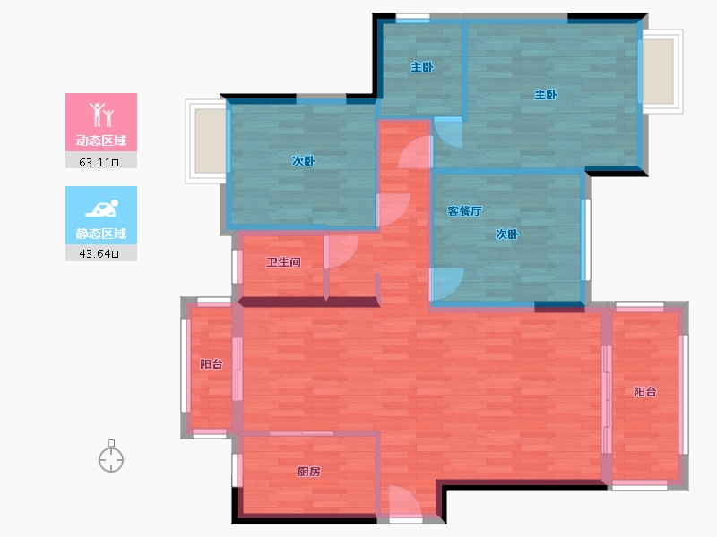 湖北省-襄阳市-盛世滨江府-96.08-户型库-动静分区