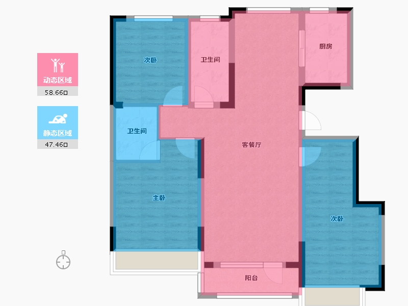 吉林省-长春市-天茂湖峯璟小镇-94.42-户型库-动静分区