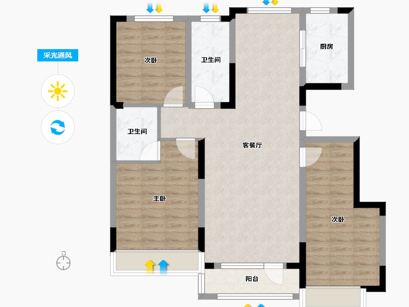 吉林省-长春市-天茂湖峯璟小镇-94.42-户型库-采光通风