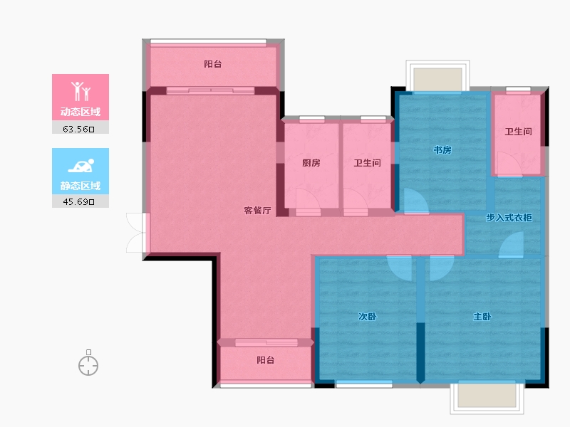 湖南省-长沙市-湘江熙岸-97.41-户型库-动静分区