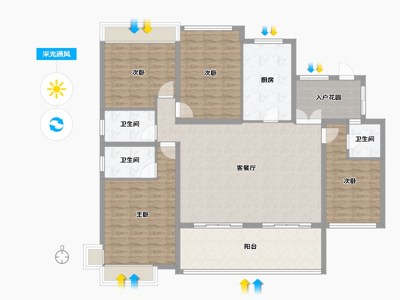 陕西省-汉中市-公园壹号-140.08-户型库-采光通风