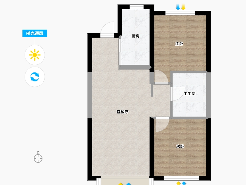 辽宁省-大连市-中海万锦公馆-55.96-户型库-采光通风