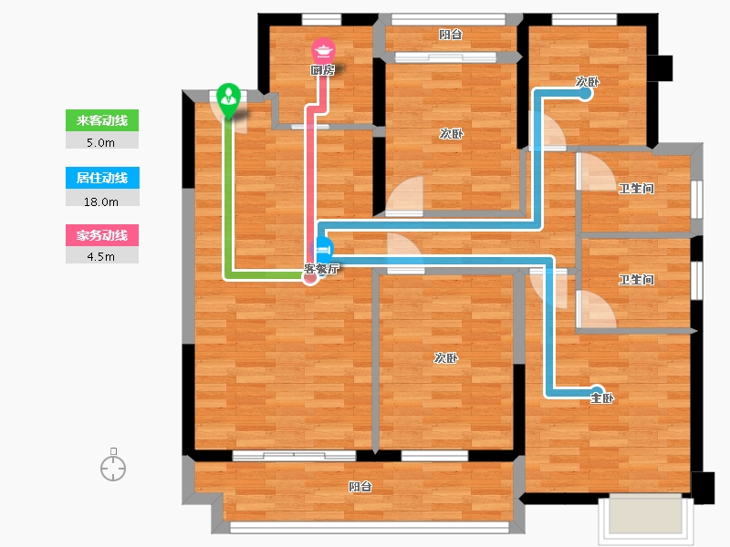 浙江省-台州市-中梁湫水铭邸-93.70-户型库-动静线