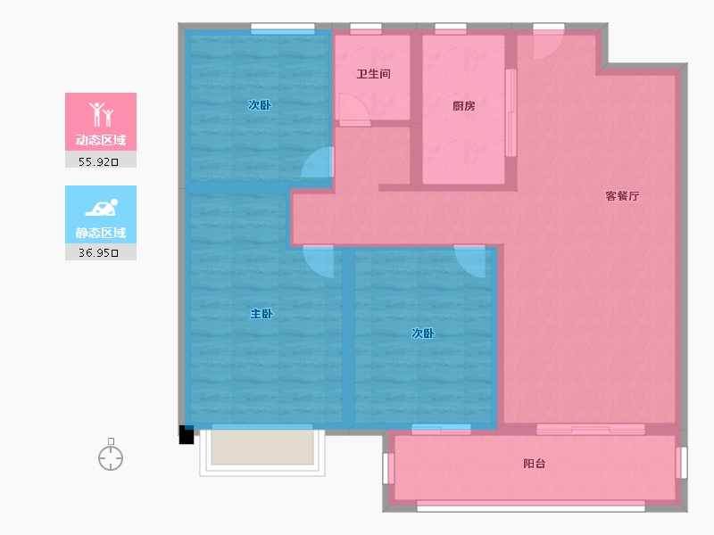 江苏省-无锡市-万科北门塘上-82.99-户型库-动静分区