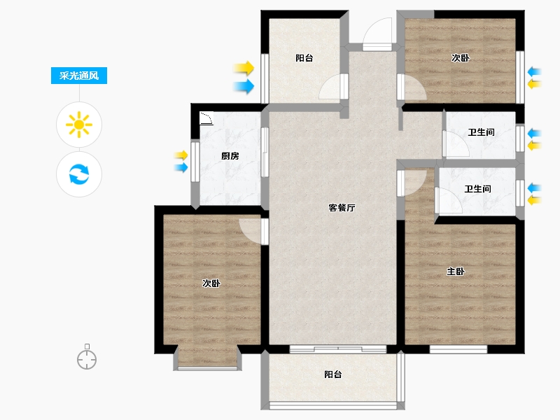 陕西省-西安市-天琴湾-92.14-户型库-采光通风