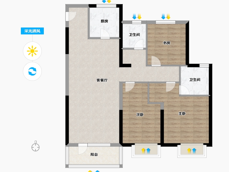 山东省-济南市-融创文旅城-95.00-户型库-采光通风