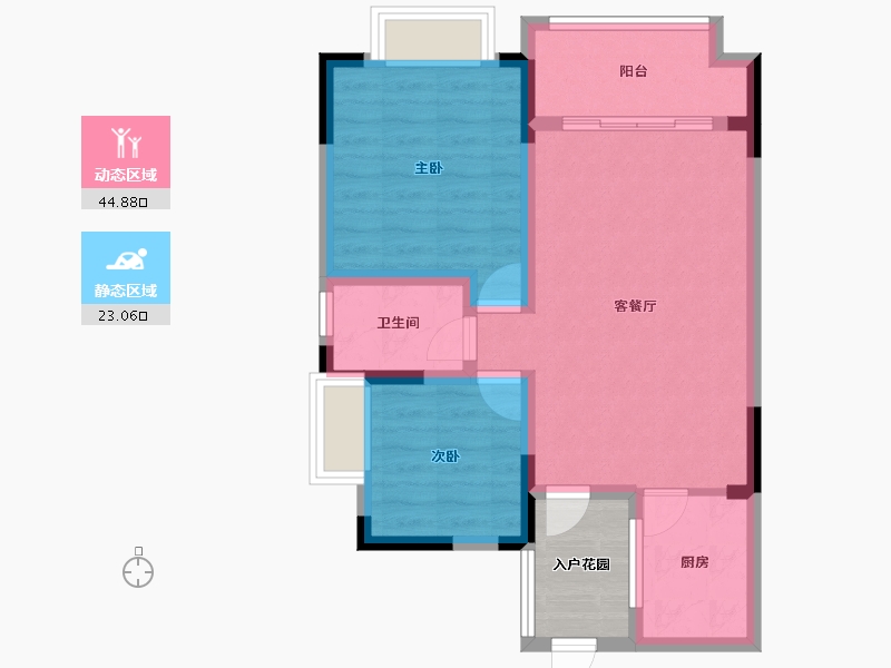 重庆-重庆市-蔡家 北城未来-64.65-户型库-动静分区