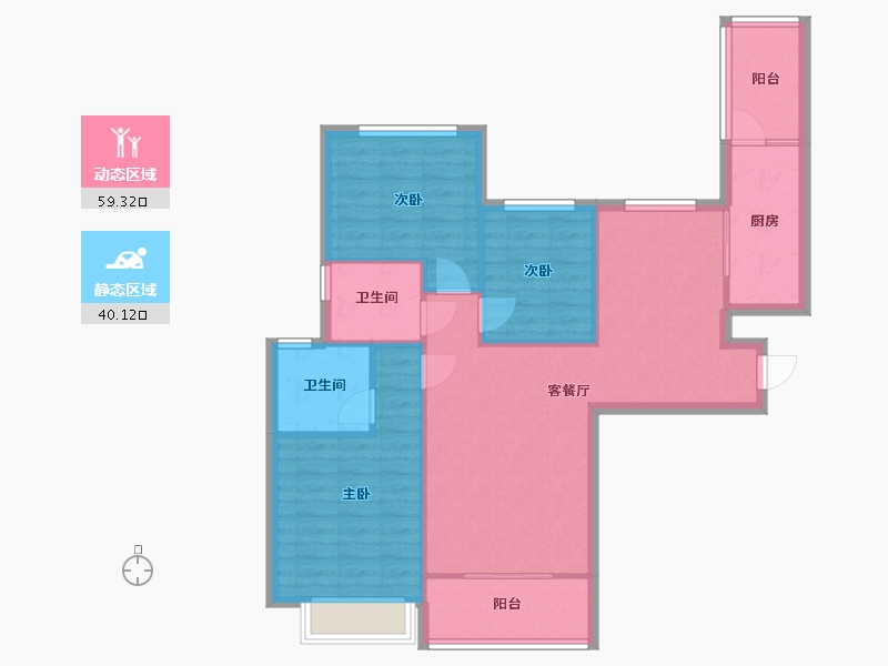 陕西省-西安市-恒大御景-89.81-户型库-动静分区