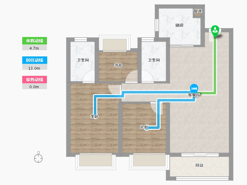 湖南省-岳阳市-金茂-76.86-户型库-动静线