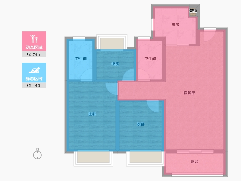 湖南省-岳阳市-金茂-76.86-户型库-动静分区