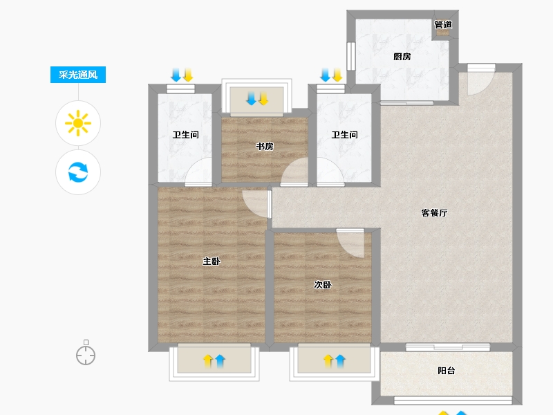 湖南省-岳阳市-金茂-76.86-户型库-采光通风