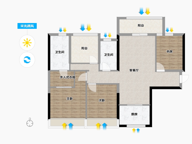 广东省-广州市-广州柳岸晓风-116.00-户型库-采光通风