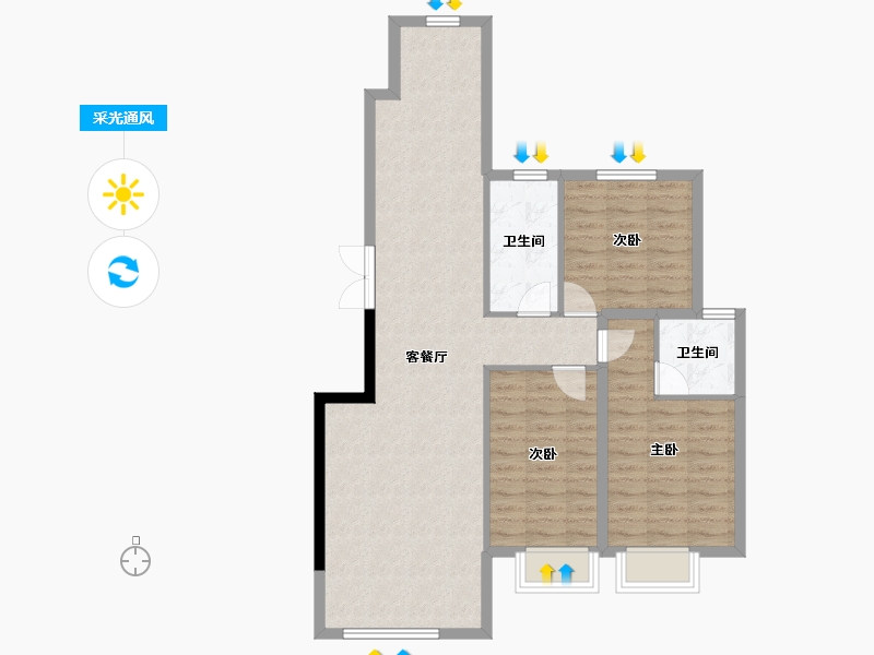 辽宁省-盘锦市-天力水榭春城-89.00-户型库-采光通风