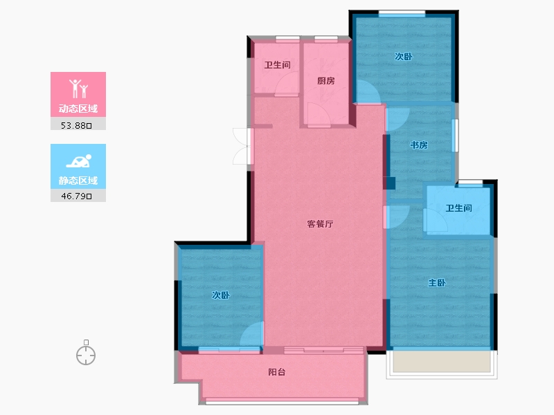 河南省-郑州市-锦艺四季城香晴苑-91.04-户型库-动静分区