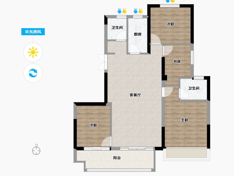 河南省-郑州市-锦艺四季城香晴苑-91.04-户型库-采光通风